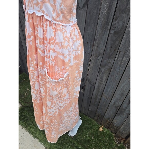 JULIET DUNN Palladio Jaipur Pink Ric Rac Trim Tie Shoulder Midi Dress sz1  4/6 - Picture 8 of 9